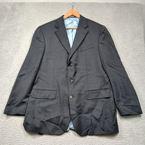 Nautica Blazer Mens 43L Navy 100% Wool 3-Button Sport Coat Suit Jacket V945 - Picture 1 of 10
